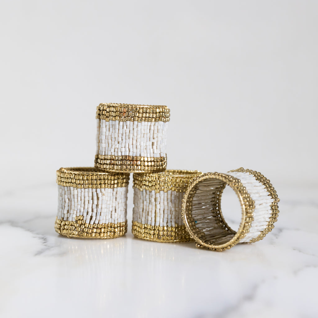 Buy Luxe Cushions & Linens - Perle Napkin Ring Set 4 - By Luxe & Beau Designs 