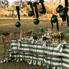 Verdant Green Ruffle Stripe Table Cloth - LUXE AND BEAU