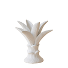 Palermo short white ceramic palm candle holder