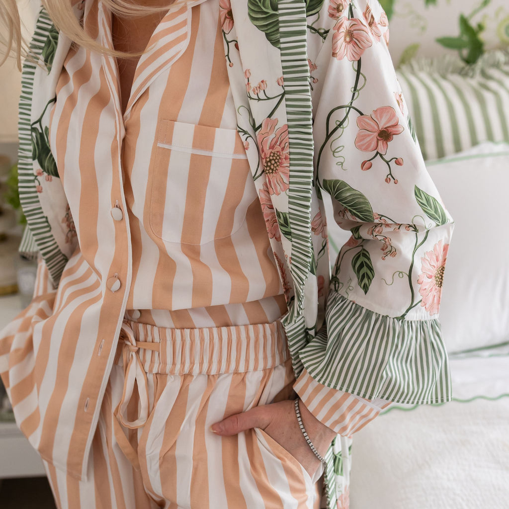 Buy Luxe Cushions & Linens - Blush Stripe Long Sleeve Pyjamas Set - By Luxe & Beau Designs 