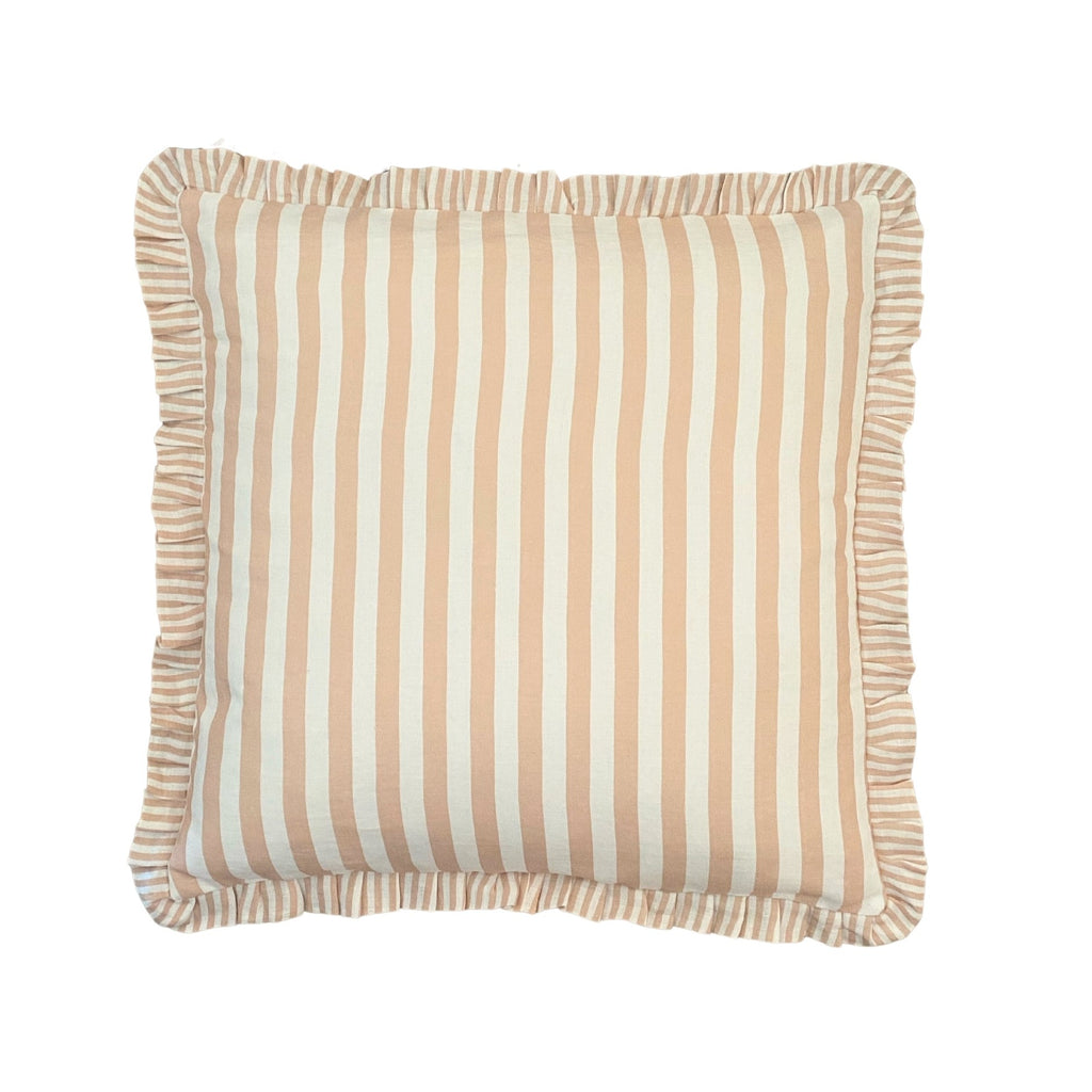 Buy Luxe Cushions & Linens - Blush Ruffle Stripe Linen Cushion Cover 50x50 - By Luxe & Beau Designs 