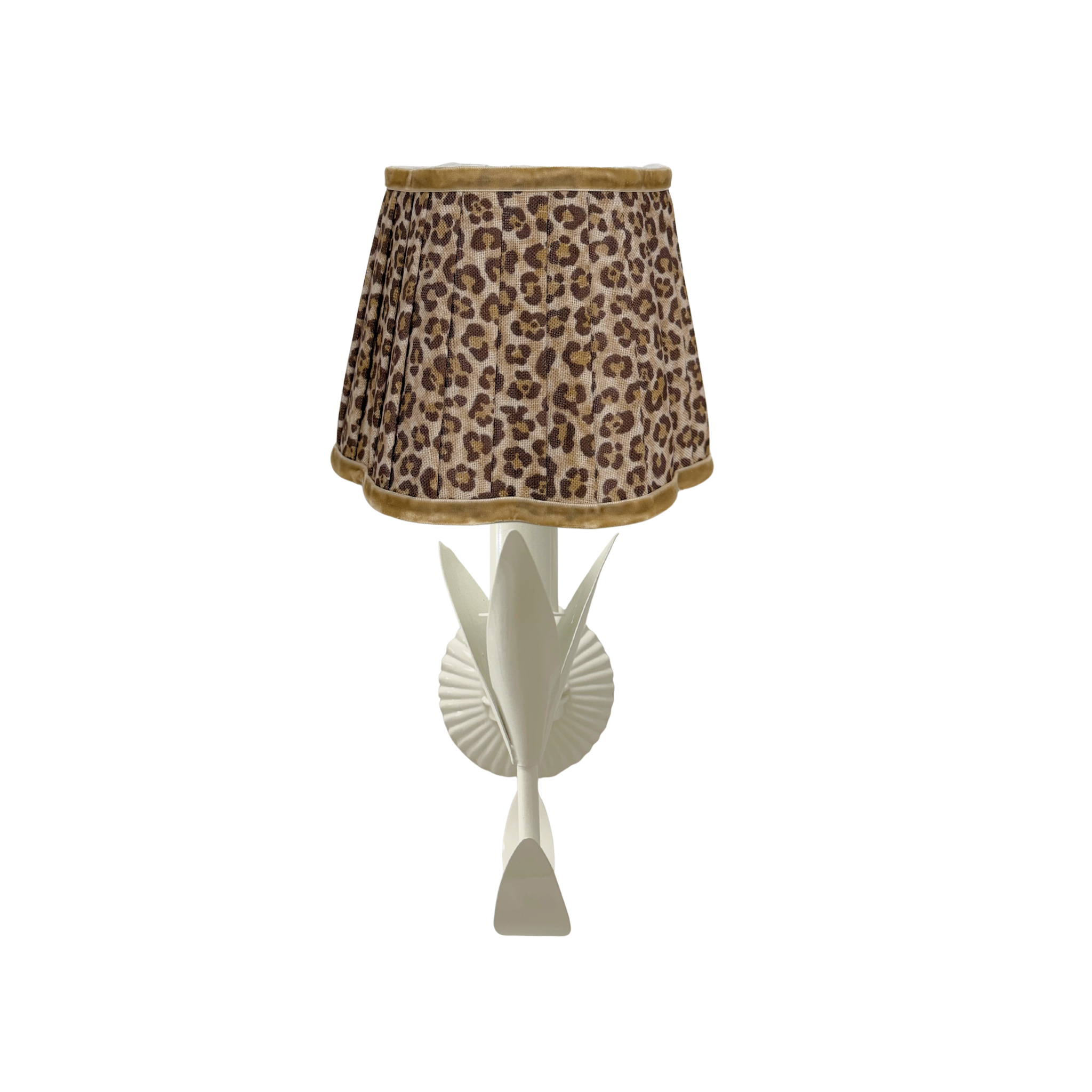 Leopard Scallop Lamp Shade and La Fleur Ivory Wall Sconce - LUXE AND BEAU