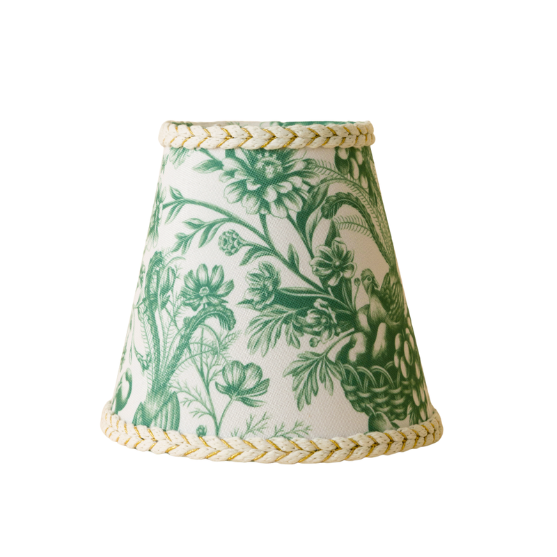 Green Toile Braided Trim Lamp Shade