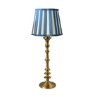 Ocean Blue Stripe Scallop Lamp Shade & Brass Base - Table Lamp - LUXE AND BEAU