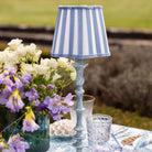 Ocean Blue Stripe Scallop Lamp Shade & Ocean Blue Base - Table Lamp - LUXE AND BEAU