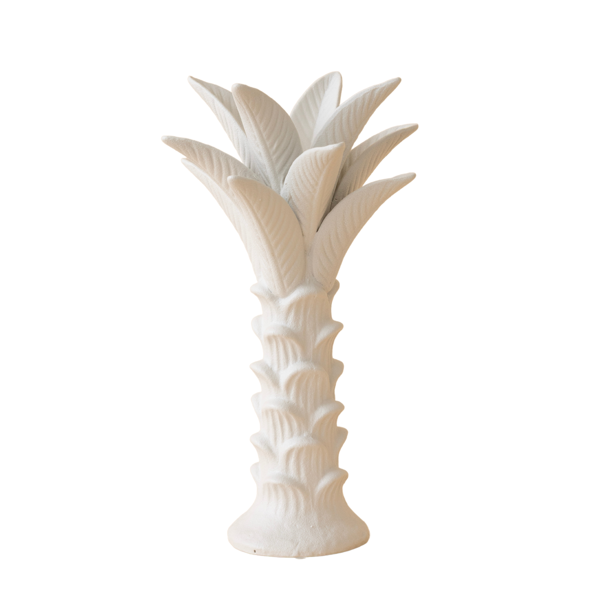 Palermo tall white ceramic palm candle holder