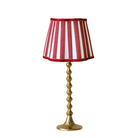Red Stripe Scallop Lamp Shade & Gold Hammered Base - Table Lamp - LUXE AND BEAU