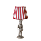 Red Stripe Scallop Lamp Shade & Silver Nutcracker Base - Table Lamp - LUXE AND BEAU