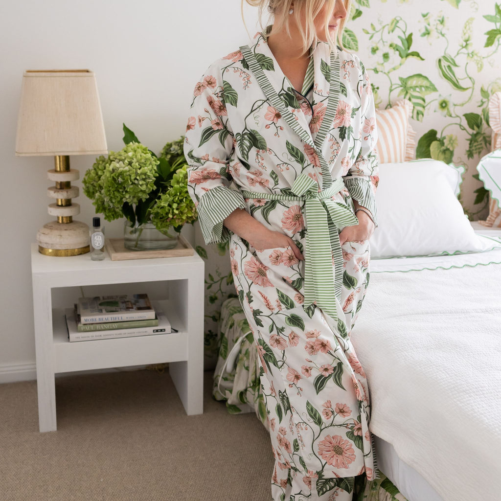 Buy Luxe Cushions & Linens - Ruffle Georgie Floral Robe Pink - By Luxe & Beau Designs 