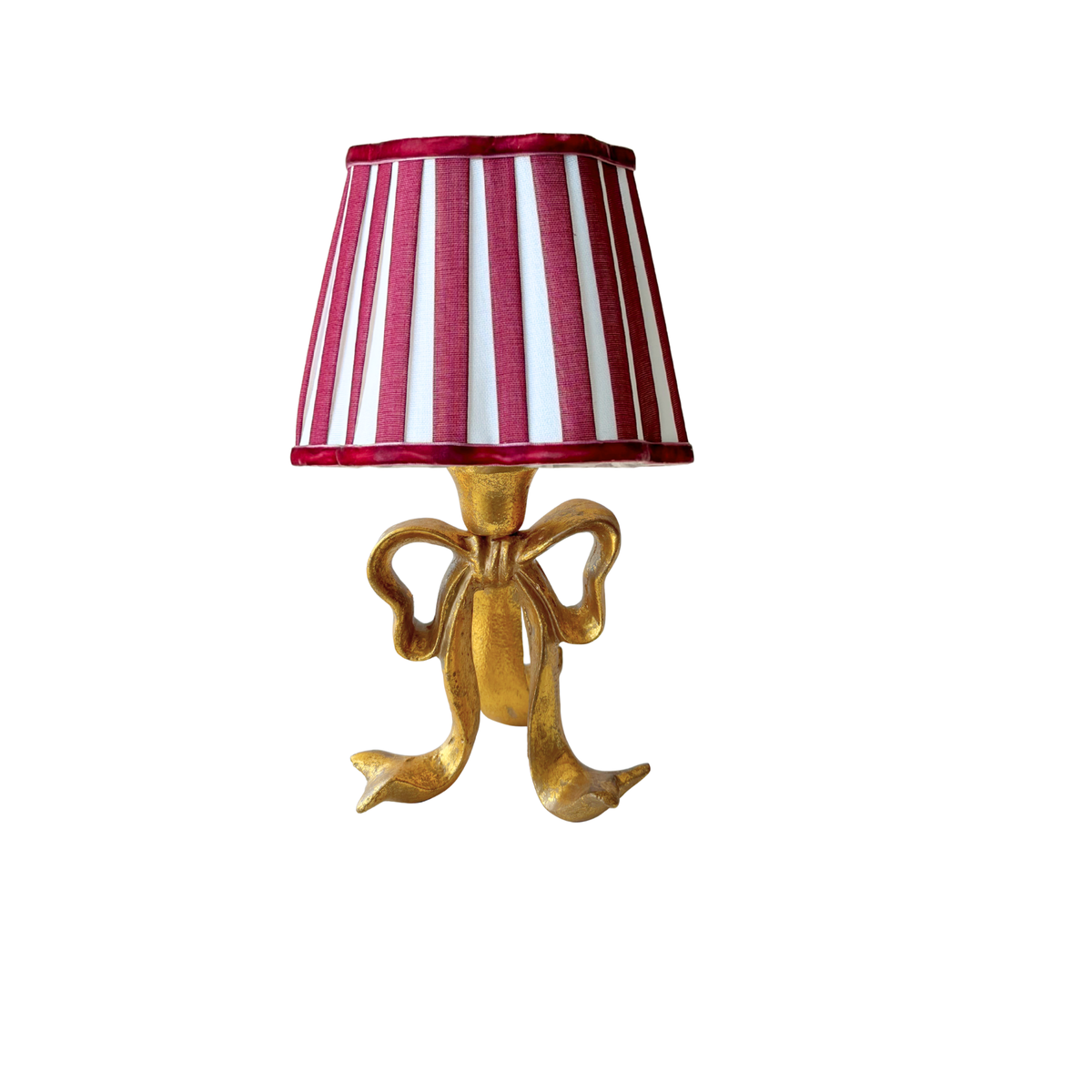 Red Stripe Scallop Lamp Shade on the Beau Base