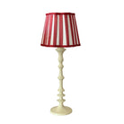 Red Stripe Scallop Lamp Shade & Ivory Base - Table Lamp - LUXE AND BEAU