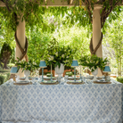 Blue Willow Trellis Table Cloth - LUXE AND BEAU