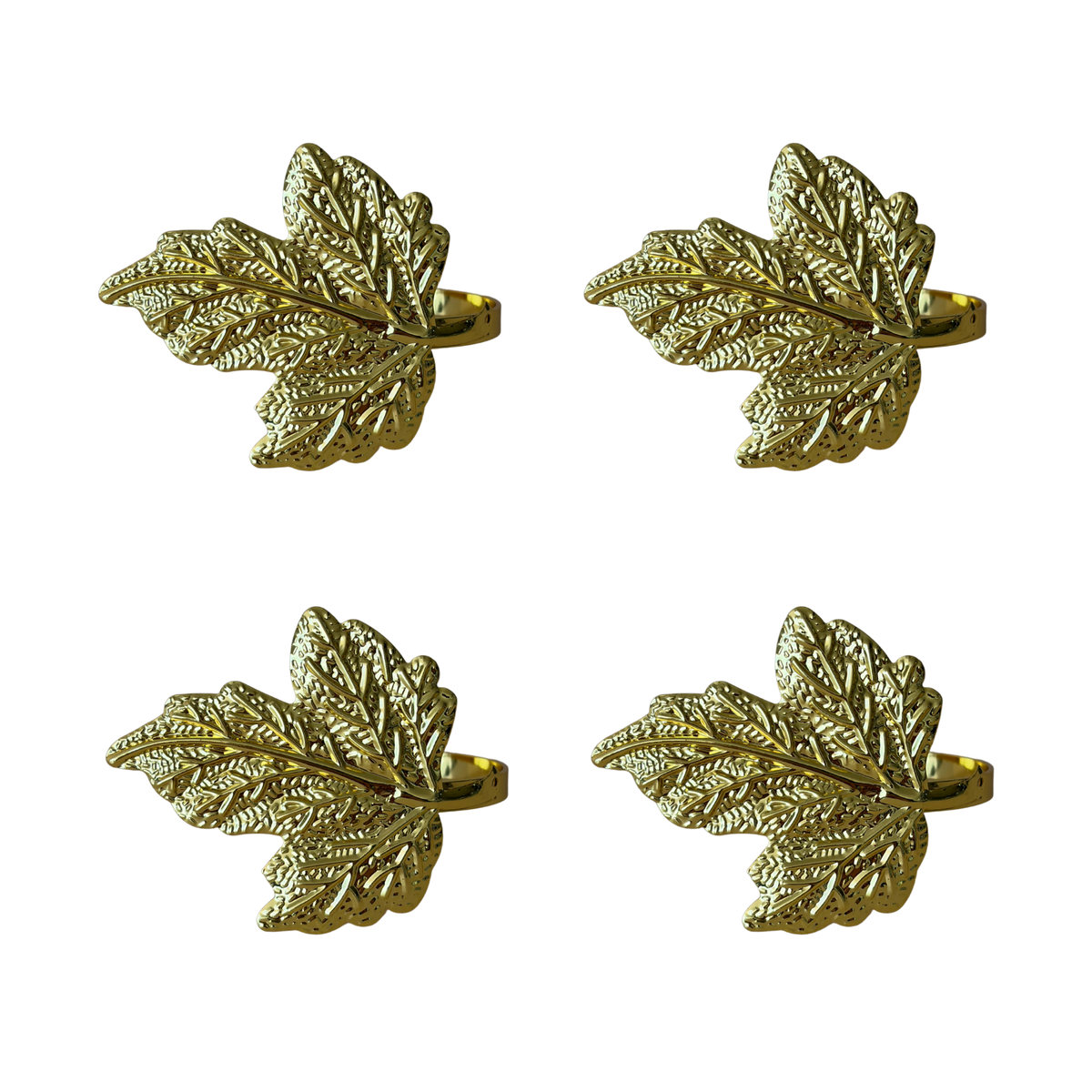 Set of four gold leaf napkin rings