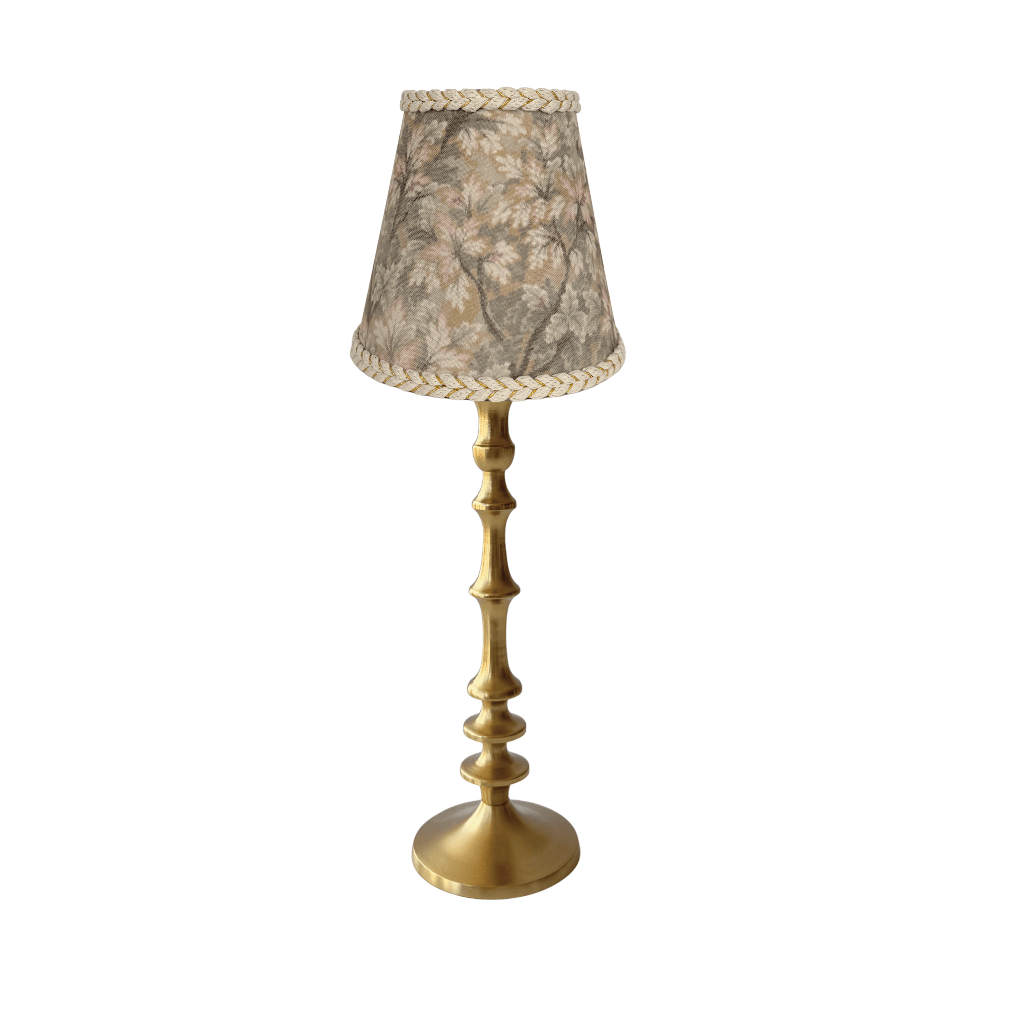 Olive Tapestry Lamp Shade & Brass Base - Table Lamp - LUXE AND BEAU