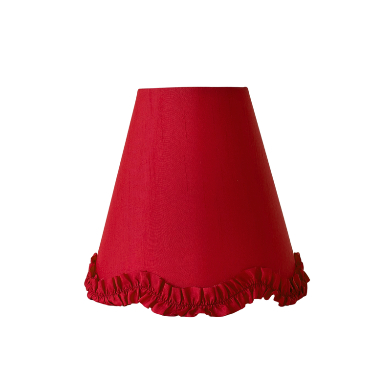 Red Scallop Ruffle Lamp Shade