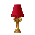 Red Scallop Ruffle Lamp Shade & Gold Bow Base - Table Lamp - LUXE AND BEAU