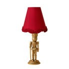 Red Scallop Ruffle Lamp Shade & Gold Nutcracker Base - Table Lamp - LUXE AND BEAU