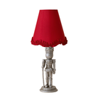 Red Scallop Ruffle Lamp Shade & Silver Nutcracker Base - Table Lamp - LUXE AND BEAU
