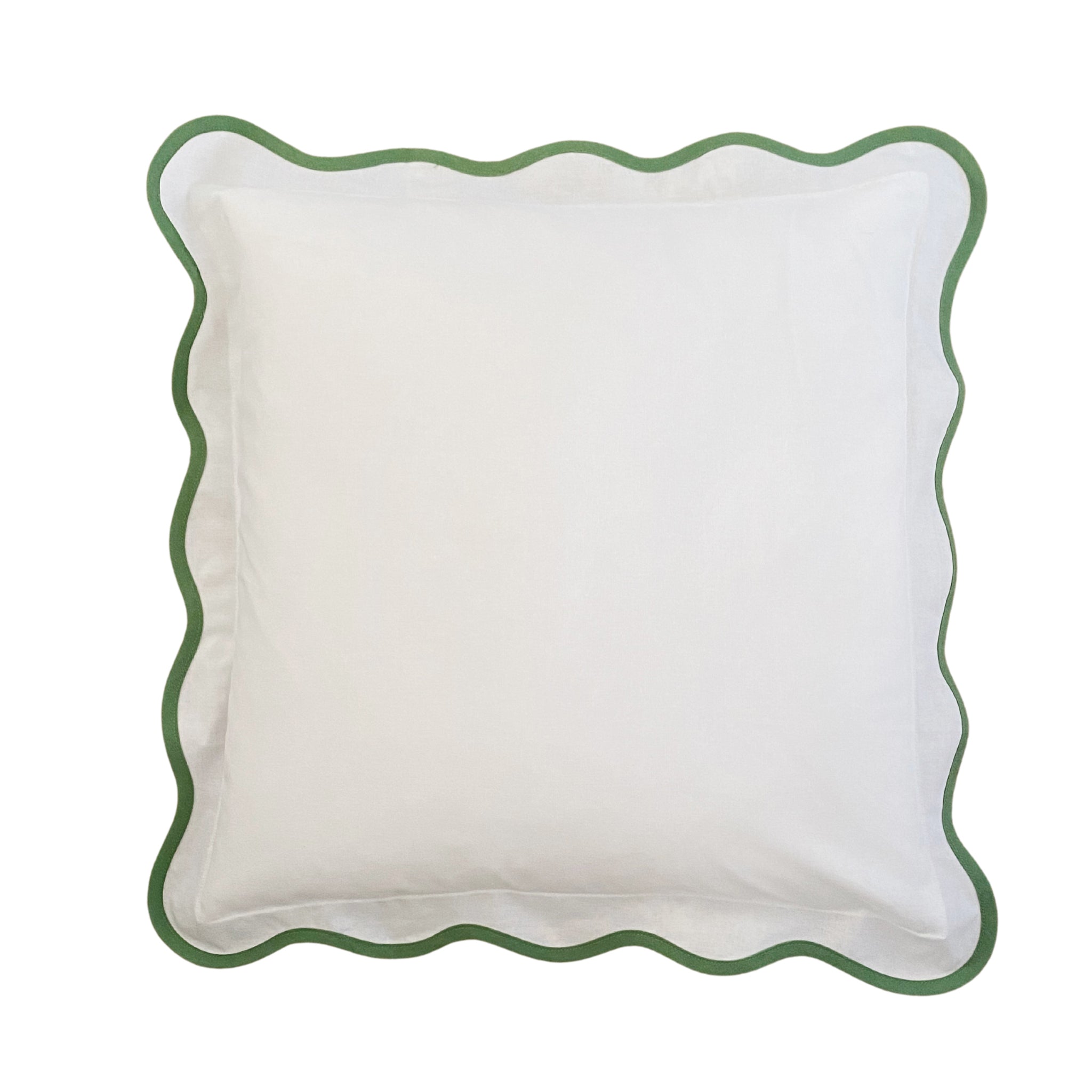 Buy Luxe Cushions & Linens - White With Green Squiggle Cushion Cover - By Luxe & Beau Designs 