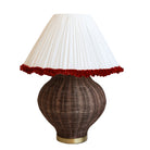 Red Ruffle Shade With Rechargeable Dark Paloma Lamp Base - LUXE AND BEAU