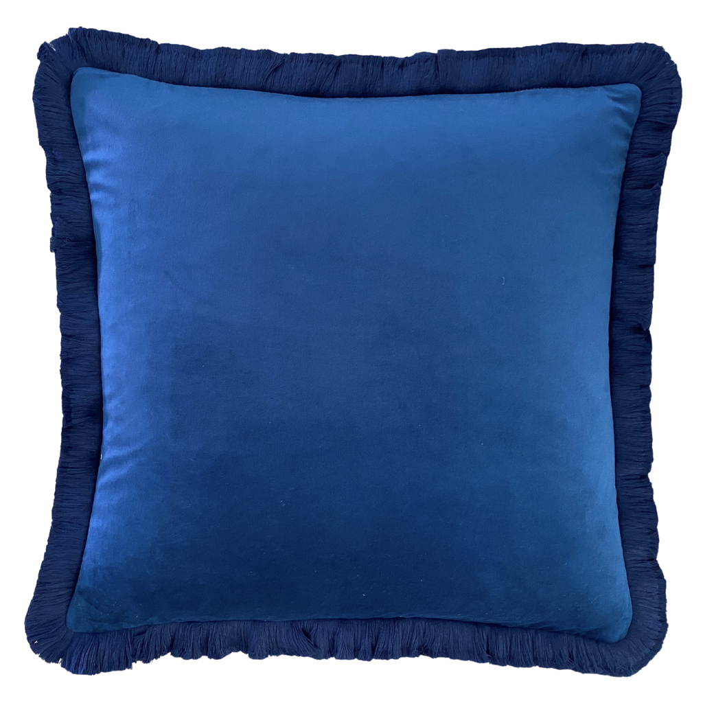 Buy Luxe Cushions & Linens - Navy Velvet with Fringe - By Luxe & Beau Designs 