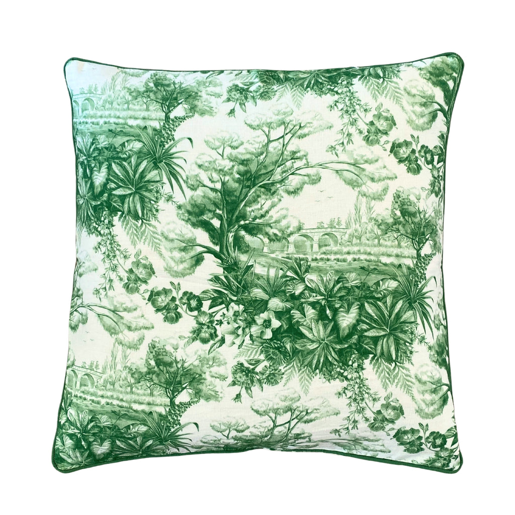 Buy Luxe Cushions & Linens - Green Signature Toile Linen Cushion Cover 50 x 50 - By Luxe & Beau Designs 