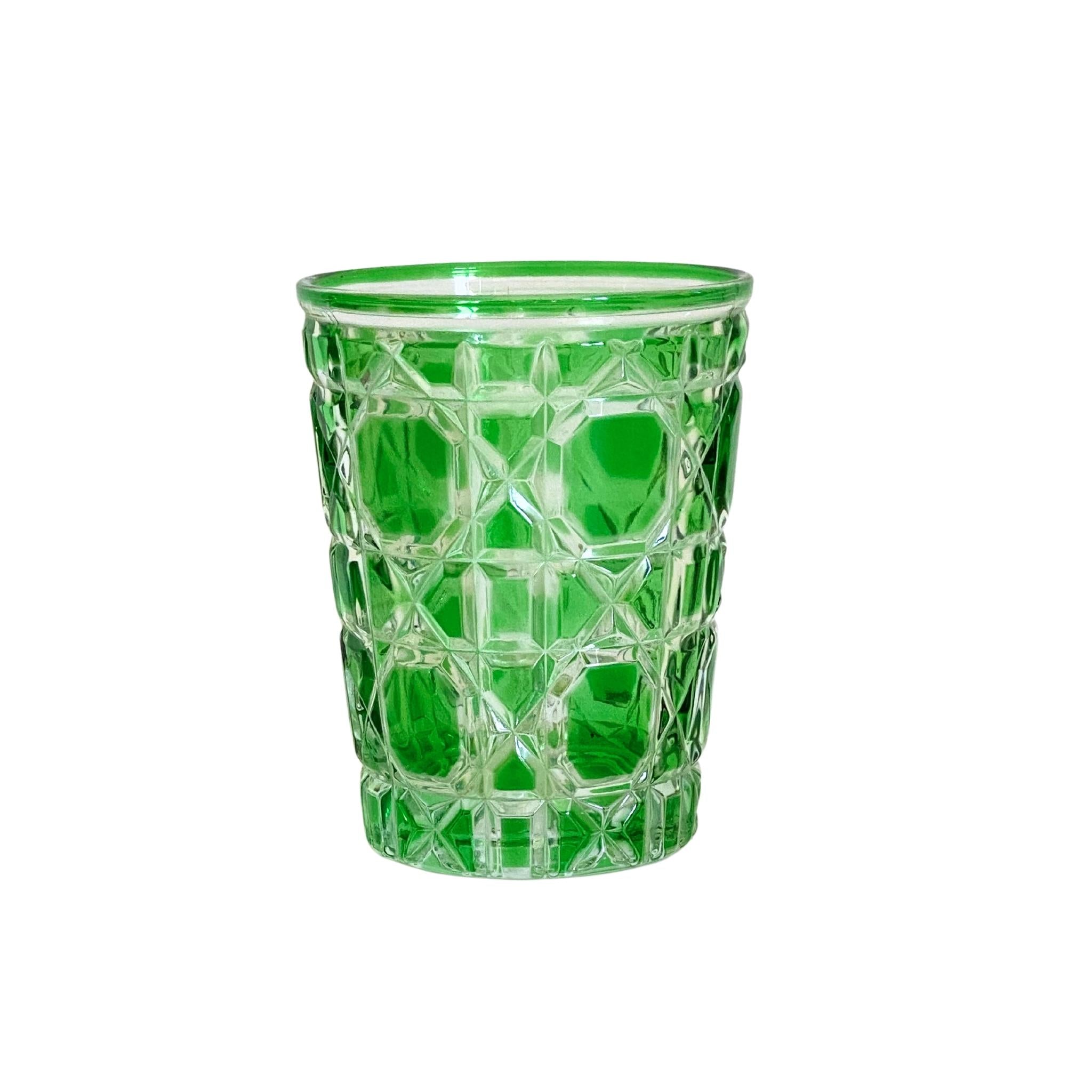 Buy Luxe Cushions & Linens - Green Geometric Glass Tumblers (Set of 6) - By Luxe & Beau Designs 