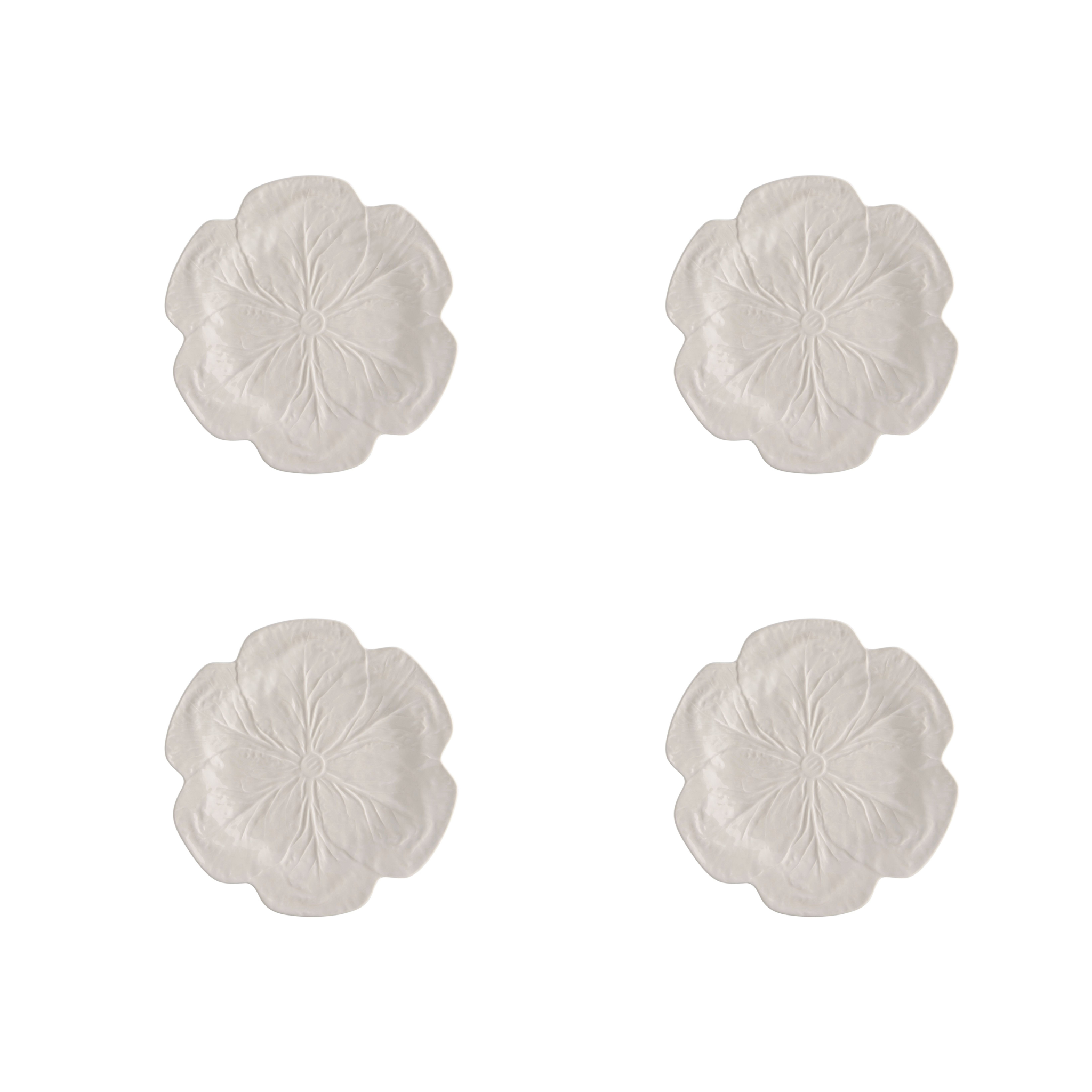 Buy Luxe Cushions & Linens - White Cabbage Side Plate (Set Of 4) - By Luxe & Beau Designs 