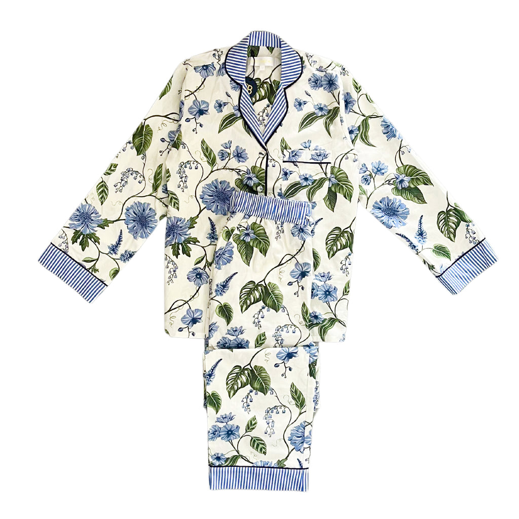 Buy Luxe Cushions & Linens - Georgie Blue Floral Pyjama Set - By Luxe & Beau Designs 