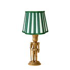 Green Stripe Scallop Lamp Shade & Gold Nutcracker Base - Table Lamp - LUXE AND BEAU