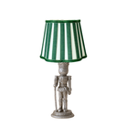 Green Stripe Scallop Lamp Shade & Silver Nutcracker Base - Table Lamp - LUXE AND BEAU