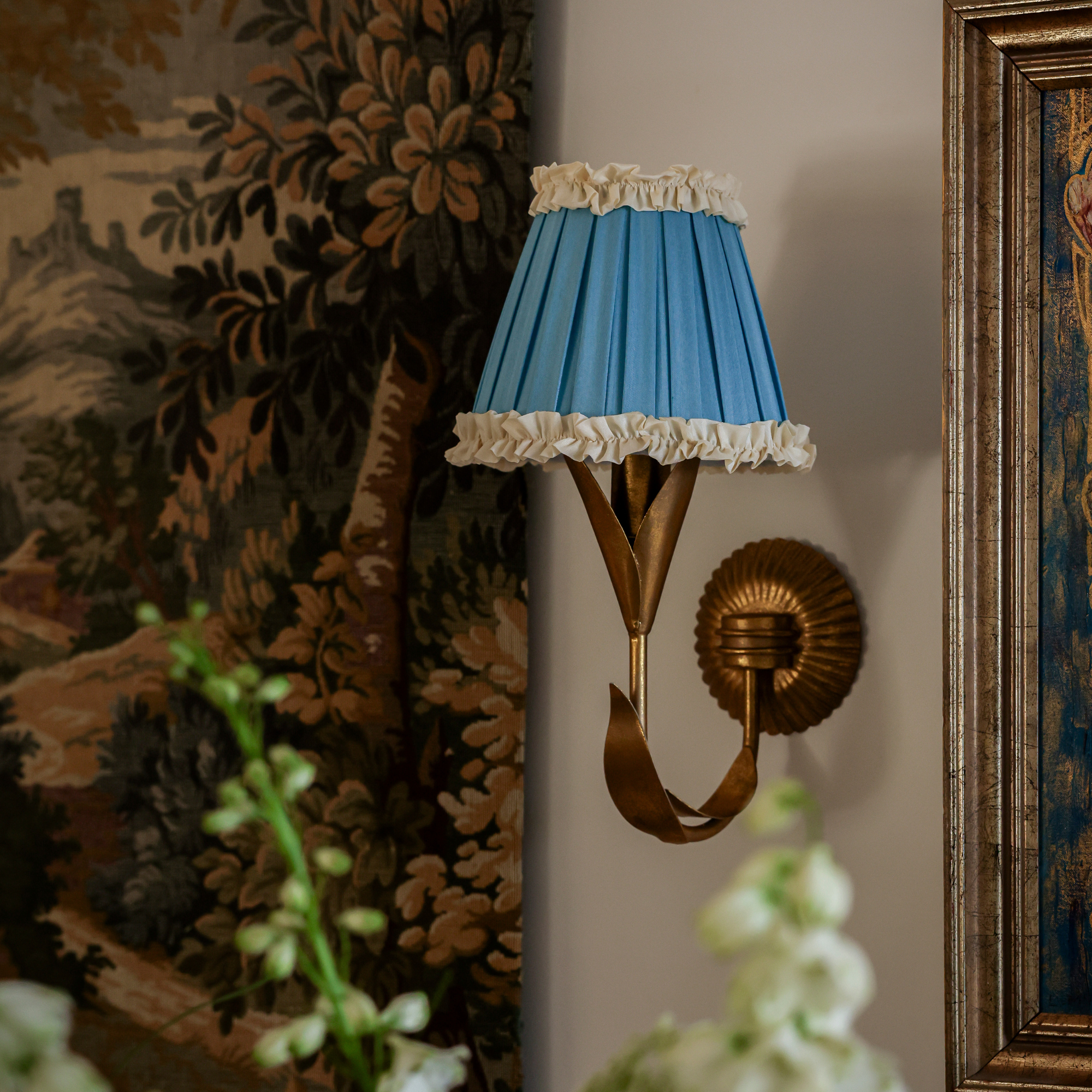 Audrey Sky Blue and Cream Ruffle Shade - LUXE AND BEAU