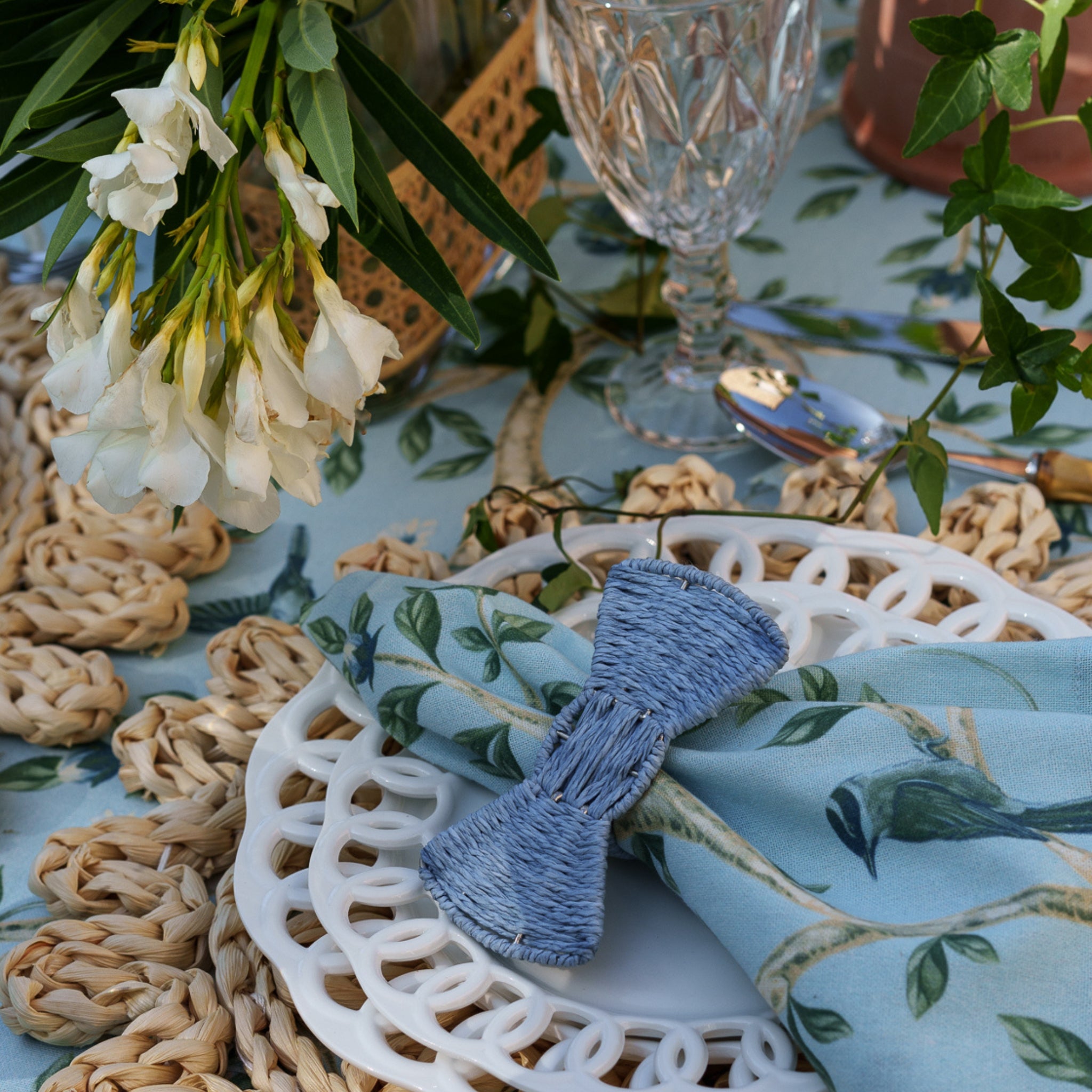 Shirley Chinoiserie Blue Table Cloth - LUXE AND BEAU