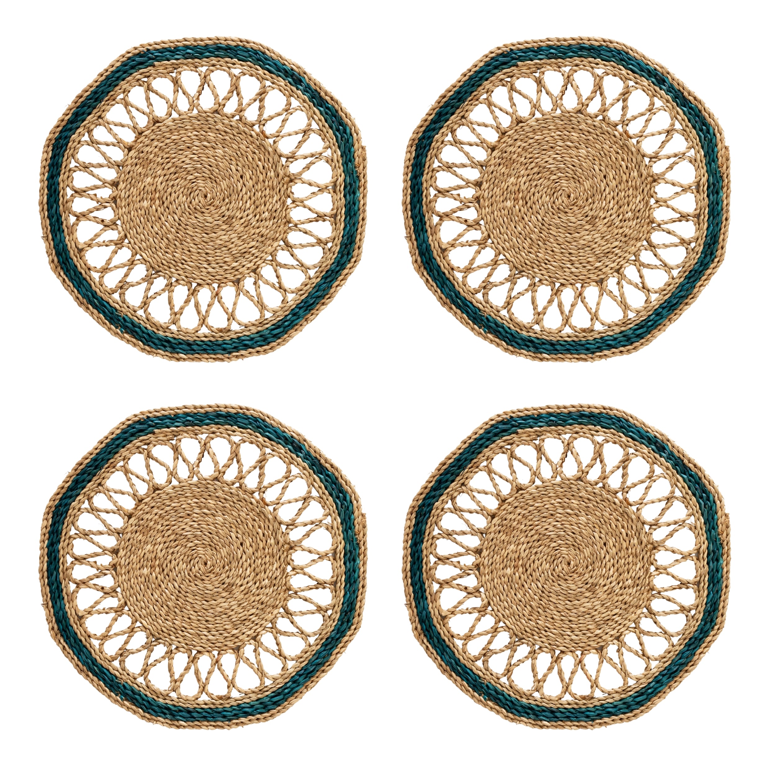 Sapphire Octagon Seagrass Placemat (Set of 4) - LUXE AND BEAU