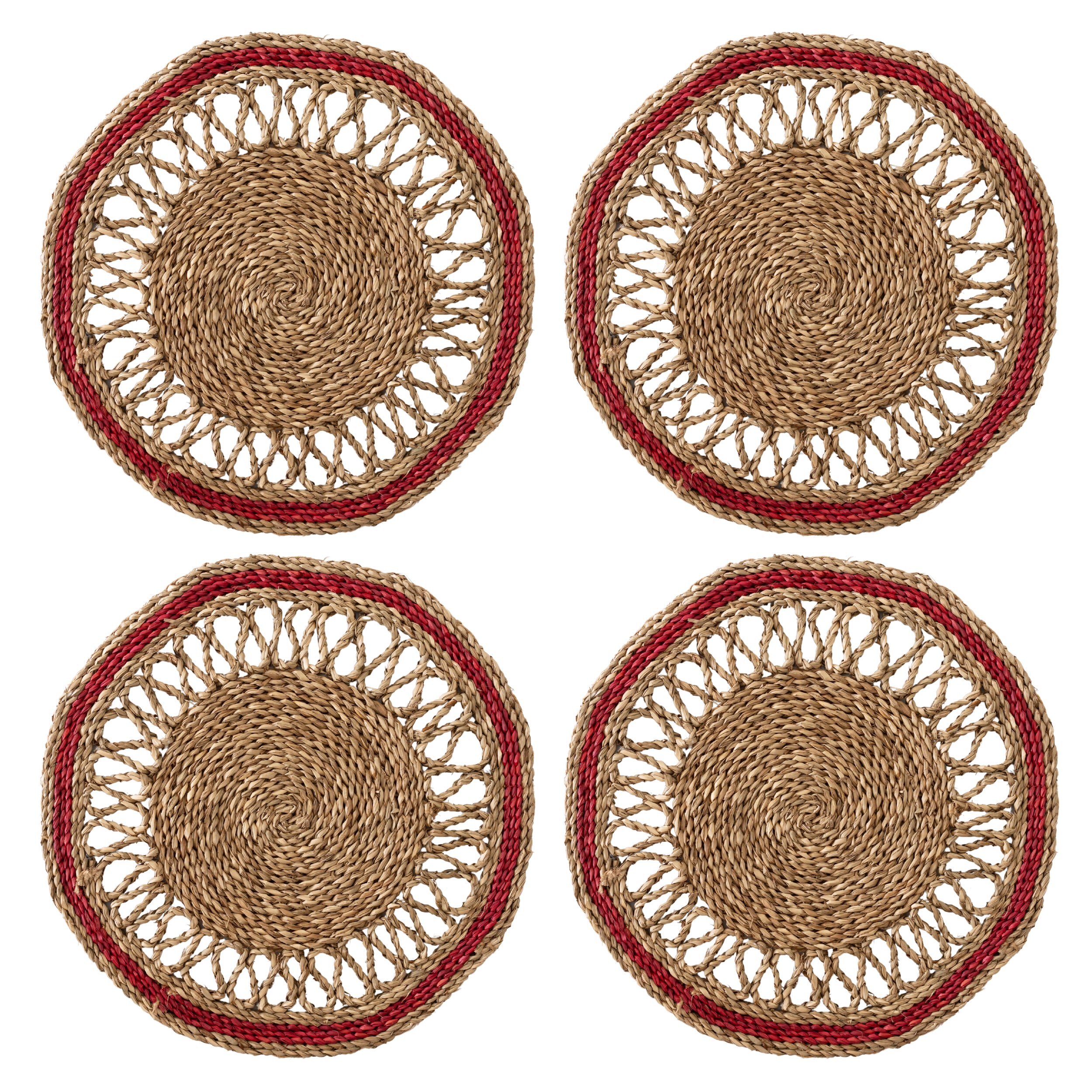Ruby Octagon Seagrass Placemat (Set of 4) - LUXE AND BEAU