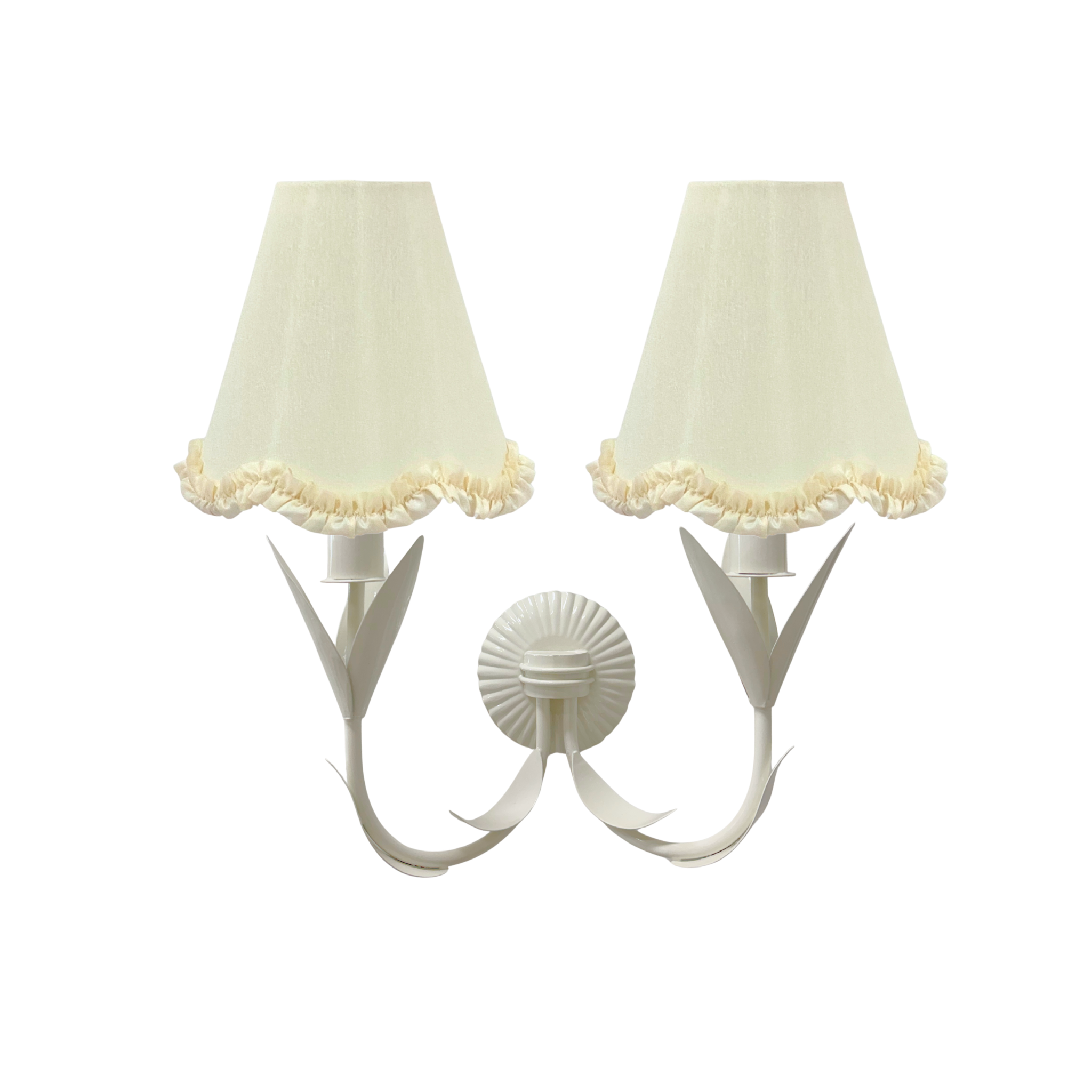 Ivory Scallop Ruffle Lamp Shade and La Fleur Ivory Wall Sconce - LUXE AND BEAU