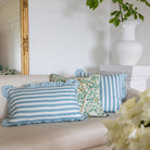 Buy Luxe Cushions & Linens - Blue Ruffle Stripe Linen Cushion Cover 40x60 - By Luxe & Beau Designs 