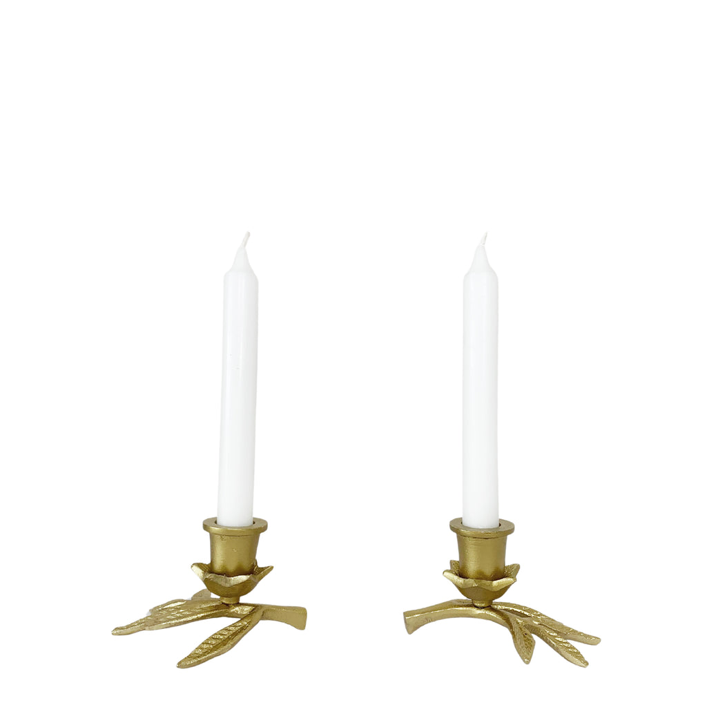 Buy Luxe Cushions & Linens - Gold Leaf Candle Holder - By Luxe & Beau Designs 