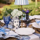 Buy Luxe Cushions & Linens - Blue Stripe Scallop Shade & Gold Base - USB Table Lamp - By Luxe & Beau Designs 