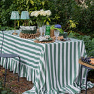 Green Stripe Scallop Shade & Gold Base - USB Table Lamp - LUXE AND BEAU