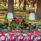 Green Stripe Scallop Shade & Gold Base - USB Table Lamp - LUXE AND BEAU