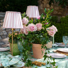 Pink Stripe Scallop Shade & Gold Base - USB Table Lamp - LUXE AND BEAU