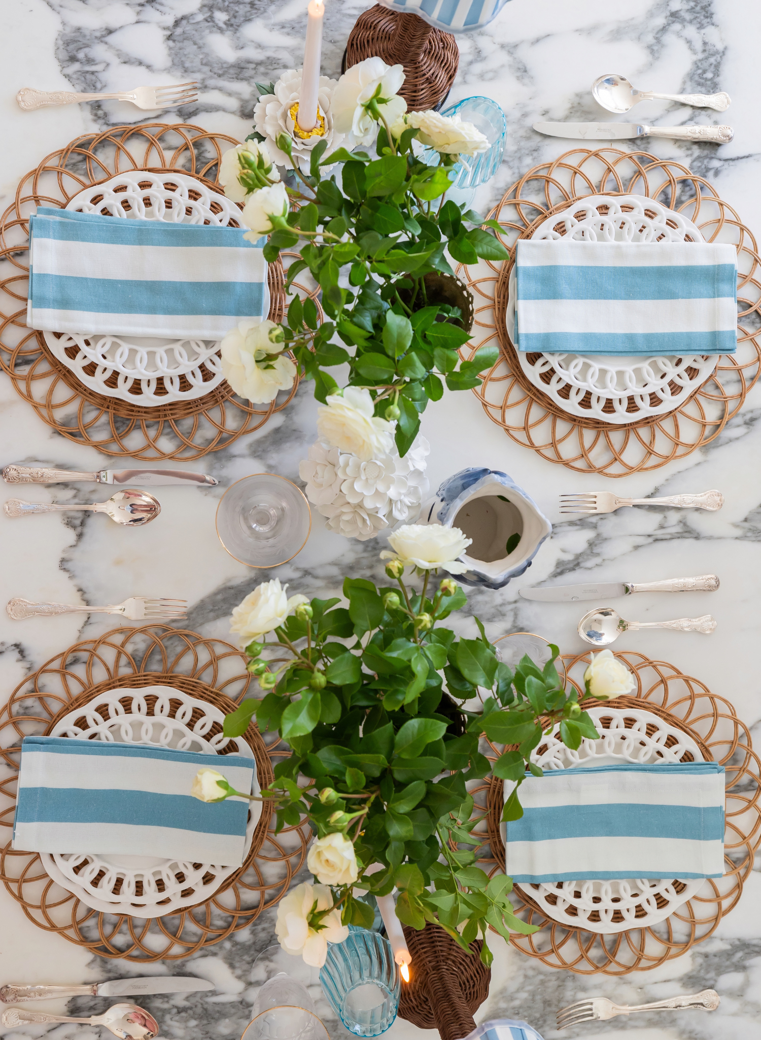 Provence Blue Stripe Napkin (Set of 4) - LUXE AND BEAU