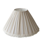 Beige Stripe Designer Ruffle Lamp Shade Velvet Trim - LUXE AND BEAU