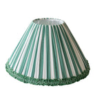 Green Stripe Designer Ruffle Lamp Shade Velvet Trim - LUXE AND BEAU