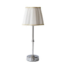 Beige Velvet Scallop Trim Shade & Silver Base  - USB Table Lamp - LUXE AND BEAU