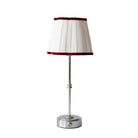 Red Velvet Scallop Trim Shade & Silver Base - USB Table Lamp - LUXE AND BEAU