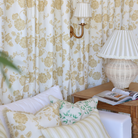 Beige Stripe Designer Ruffle Lamp Shade Velvet Trim - LUXE AND BEAU