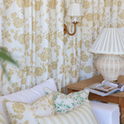 Beige Stripe Designer Ruffle Lamp Shade Velvet Trim - LUXE AND BEAU