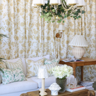 Beige Stripe Designer Ruffle Lamp Shade Velvet Trim - LUXE AND BEAU